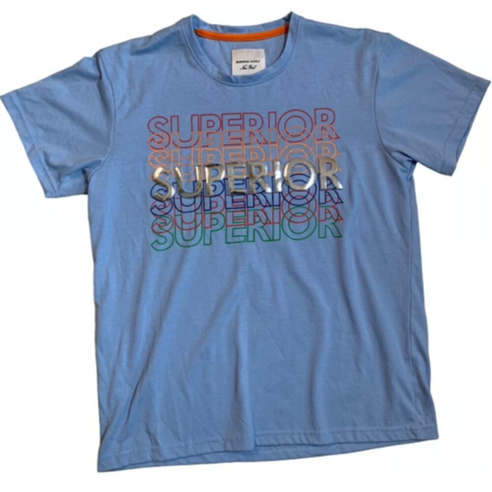 Bushwick Supply Men's Size Small T-Shirt 3D Metallic Superior Blue Cotton Blend